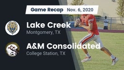 Recap: Lake Creek  vs. A&M Consolidated  2020