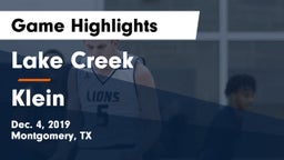 Lake Creek  vs Klein  Game Highlights - Dec. 4, 2019