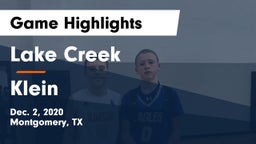 Lake Creek  vs Klein  Game Highlights - Dec. 2, 2020