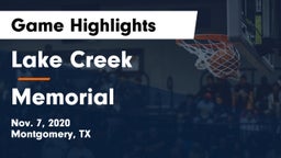 Lake Creek  vs Memorial  Game Highlights - Nov. 7, 2020