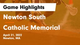 Newton South  vs Catholic Memorial  Game Highlights - April 21, 2022