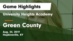 University Heights Academy vs Green County Game Highlights - Aug. 24, 2019