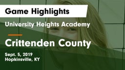 University Heights Academy vs Crittenden County  Game Highlights - Sept. 5, 2019