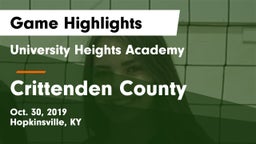 University Heights Academy vs Crittenden County  Game Highlights - Oct. 30, 2019