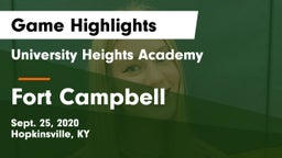 University Heights Academy vs Fort Campbell  Game Highlights - Sept. 25, 2020