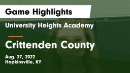 University Heights Academy vs Crittenden County  Game Highlights - Aug. 27, 2022
