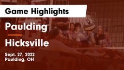 Paulding  vs Hicksville   Game Highlights - Sept. 27, 2022