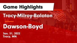 Tracy-Milroy-Balaton  vs Dawson-Boyd  Game Highlights - Jan. 31, 2022