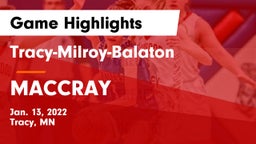 Tracy-Milroy-Balaton  vs MACCRAY  Game Highlights - Jan. 13, 2022
