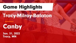 Tracy-Milroy-Balaton  vs Canby  Game Highlights - Jan. 31, 2022