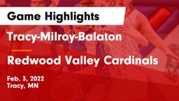 Tracy-Milroy-Balaton  vs Redwood Valley Cardinals Game Highlights - Feb. 3, 2022
