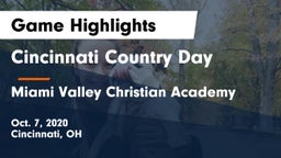 Cincinnati Country Day  vs Miami Valley Christian Academy Game Highlights - Oct. 7, 2020