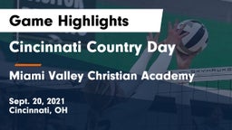 Cincinnati Country Day  vs Miami Valley Christian Academy Game Highlights - Sept. 20, 2021