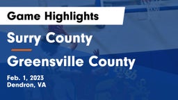 Surry County  vs Greensville County  Game Highlights - Feb. 1, 2023