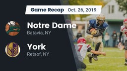 Recap: Notre Dame  vs. York  2019