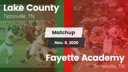 Matchup: Lake County vs. Fayette Academy  2020