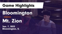 Bloomington  vs Mt. Zion  Game Highlights - Jan. 7, 2023