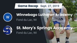 Recap: Winnebago Lutheran Academy  vs. St. Mary's Springs Academy  2019