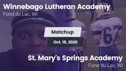 Matchup: Winnebago Lutheran vs. St. Mary's Springs Academy  2020