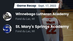 Recap: Winnebago Lutheran Academy  vs. St. Mary's Springs Academy  2022