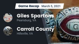 Recap: Giles  Spartans vs. Carroll County  2021