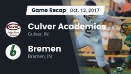 Recap: Culver Academies vs. Bremen  2017