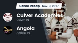 Recap: Culver Academies vs. Angola  2017