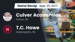 Recap: Culver Academies vs. T.C. Howe  2017