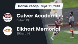 Recap: Culver Academies vs. Elkhart Memorial  2018