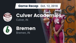 Recap: Culver Academies vs. Bremen  2018