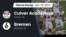 Recap: Culver Academies vs. Bremen  2019