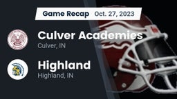 Recap: Culver Academies vs. Highland  2023