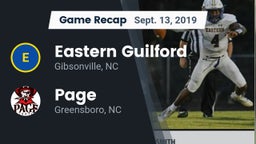 Recap: Eastern Guilford  vs. Page  2019