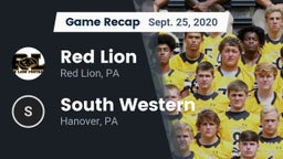Recap: Red Lion  vs. South Western  2020