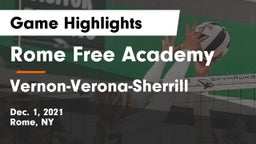 Rome Free Academy  vs Vernon-Verona-Sherrill  Game Highlights - Dec. 1, 2021