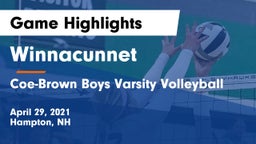 Winnacunnet  vs Coe-Brown Boys Varsity Volleyball Game Highlights - April 29, 2021