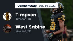 Recap: Timpson  vs. West Sabine  2022