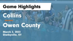 Collins  vs Owen County  Game Highlights - March 2, 2022