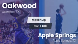 Matchup: Oakwood vs. Apple Springs  2019