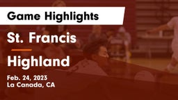 St. Francis  vs Highland  Game Highlights - Feb. 24, 2023