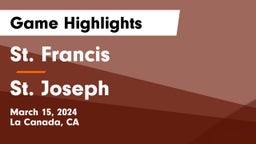 St. Francis  vs St. Joseph  Game Highlights - March 15, 2024