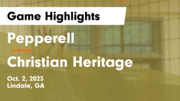 Pepperell  vs Christian Heritage  Game Highlights - Oct. 2, 2023
