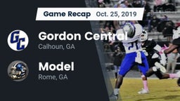 Recap: Gordon Central   vs. Model  2019
