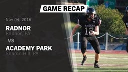 Recap: Radnor  vs. Academy Park  2016