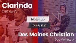 Matchup: Clarinda vs. Des Moines Christian  2020