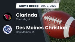 Recap: Clarinda  vs. Des Moines Christian  2020