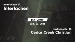 Matchup: Interlachen vs. Cedar Creek Christian  2016