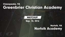 Matchup: Greenbrier Christian vs. Norfolk Academy 2016
