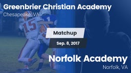 Matchup: Greenbrier Christian vs. Norfolk Academy 2017