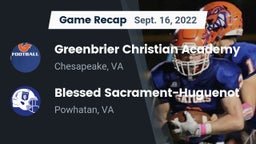 Recap: Greenbrier Christian Academy  vs. Blessed Sacrament-Huguenot  2022